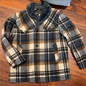 Vtg 70s plaid wool western jacket with quilted lining